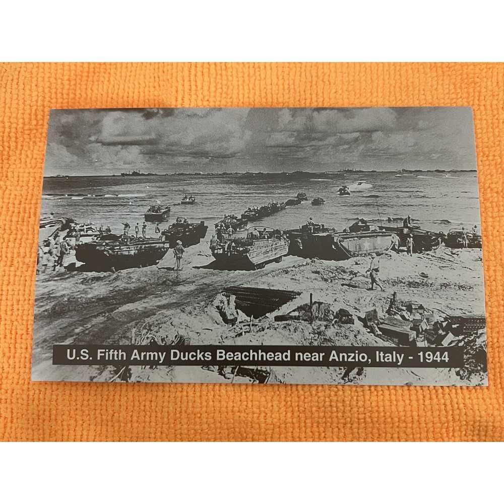 U.S. Fifth Army Ducks Beachhead Near Anzio, Italy 1944 US Army Photo Postcard